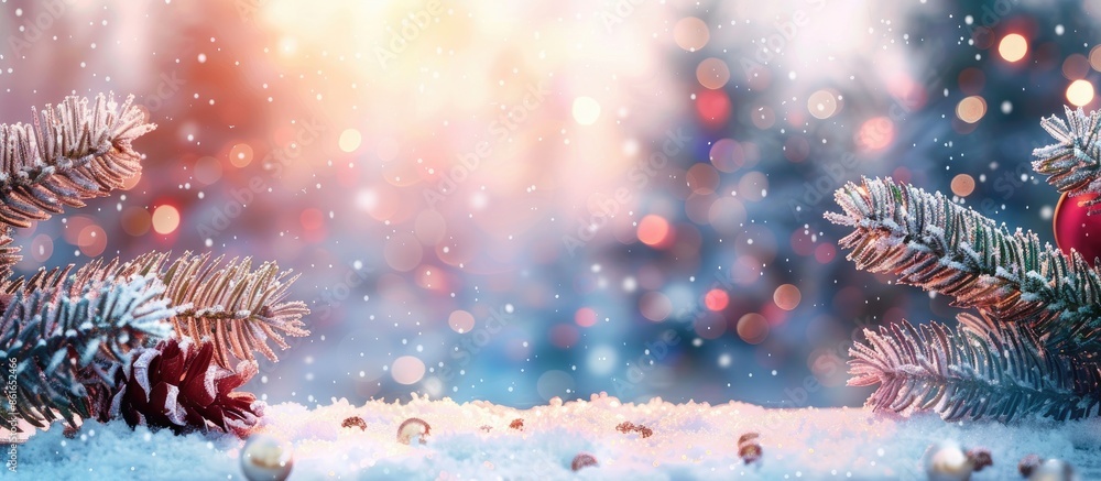 Poster cold day and winter decoration . with copy space image. Place for adding text or design