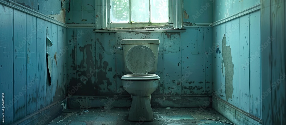 Poster dirty toilet in a house. with copy space image. place for adding text or design