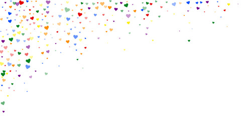 Rainbow colored scattered hearts. LGBT valentine