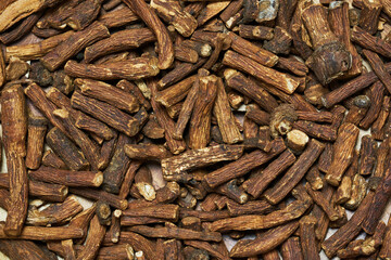 flat lay top view dry dandelion root background texture