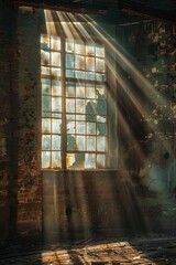 Mystical sun rays piercing through a window