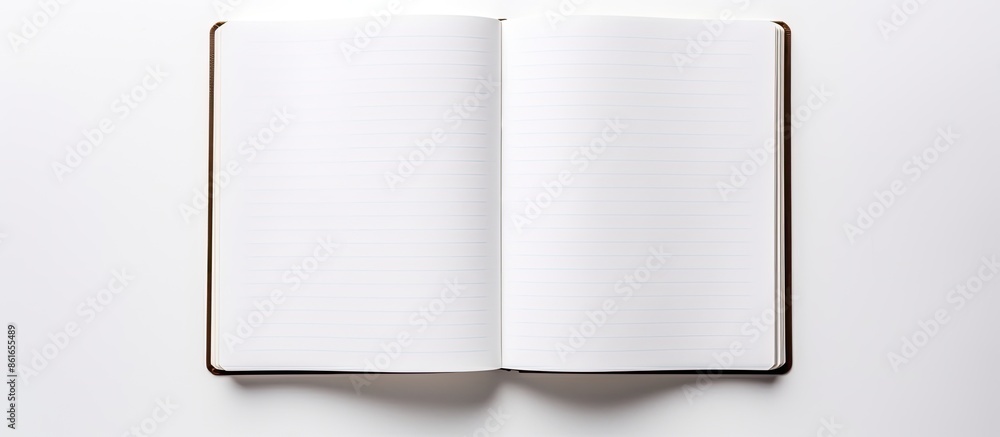 Poster White background with a blank open notebook, providing ample copy space image.