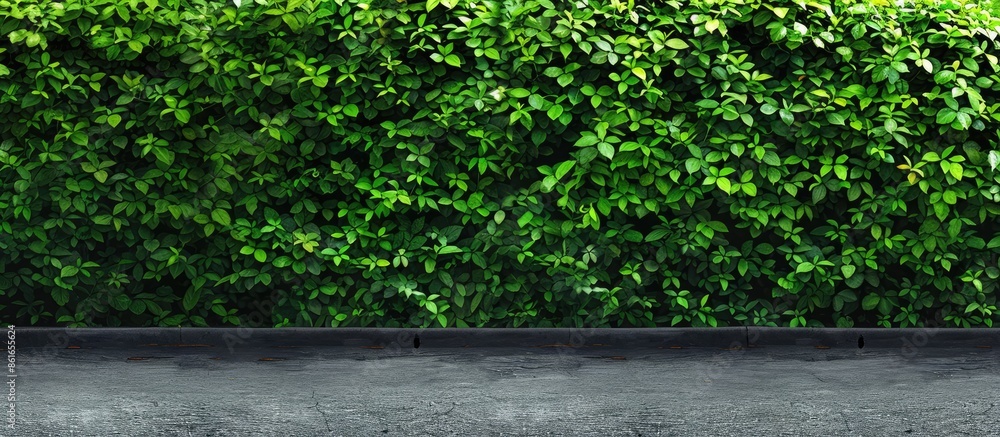 Aufkleber Evergreen hedge detail in the background of a design with available copy space image.