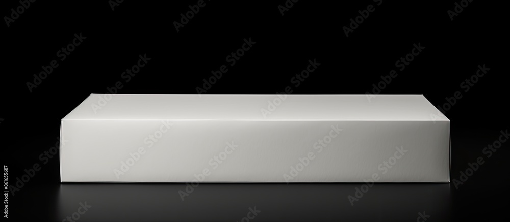 Aufkleber Rectangular package box with a blank design for product packaging on a black background, featuring an empty white cardboard container with copy space image.