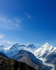 Majestic Morning in the Himalayas Snow-Capped Peaks and Clear Blue Skies