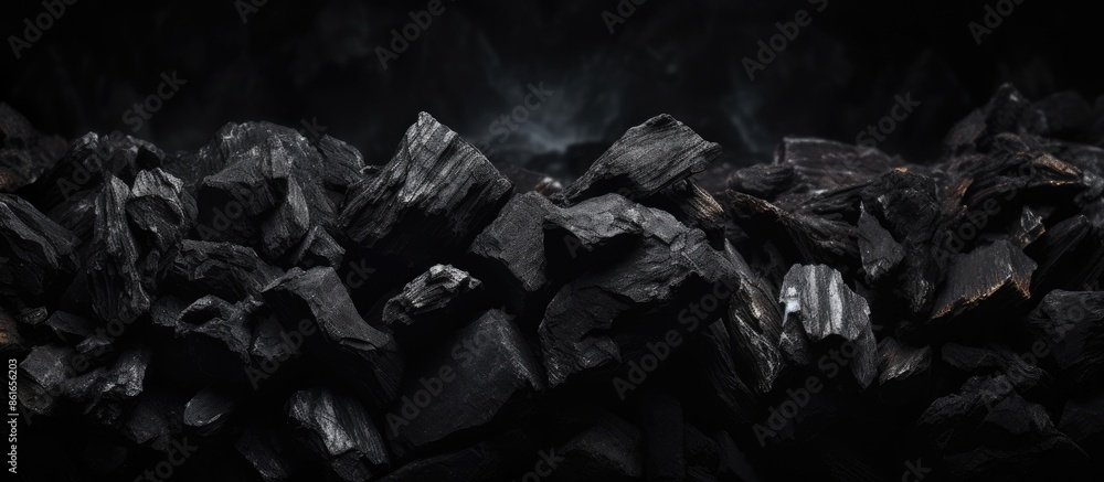 Poster Selective focus on dark tone background with black charcoal texture, creating a striking visual contrast in the copy space image.