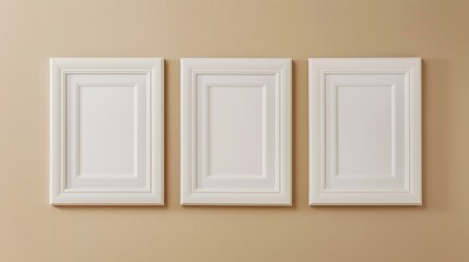 Three White Frames on Off-White Wall, Linear Display