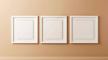 Three White Frames on Off-White Wall, Linear Display