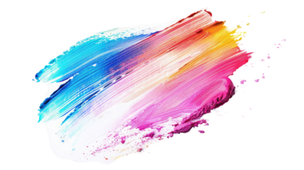 Pastel colorful paint brush stroke, transparent background PNG