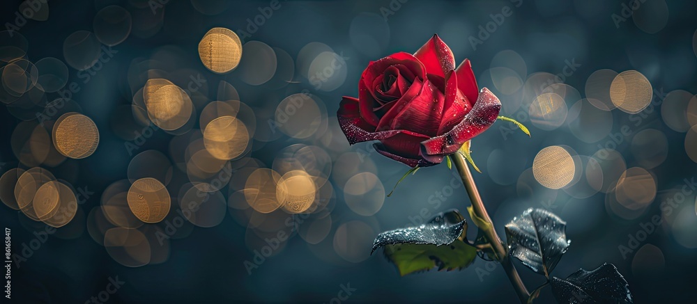 Aufkleber valentine's day rose set against a dark background with a beautiful bokeh effect, ideal for a copy s