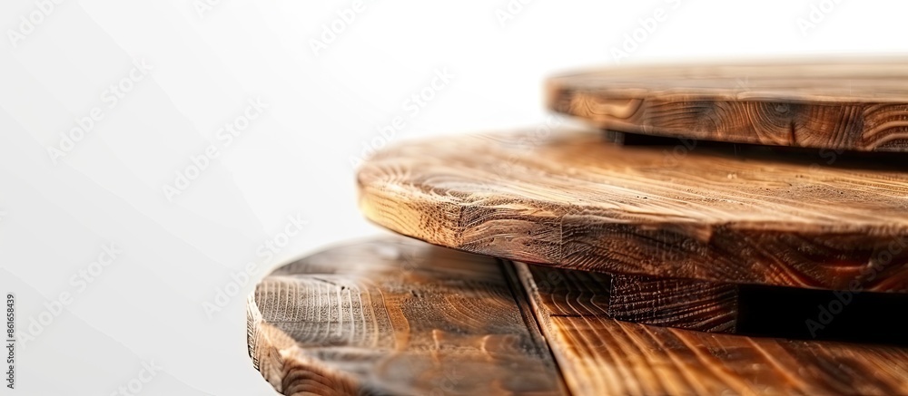 Poster tables manufactured of natural wood isolated on white.wooden tables. with copy space image. place fo