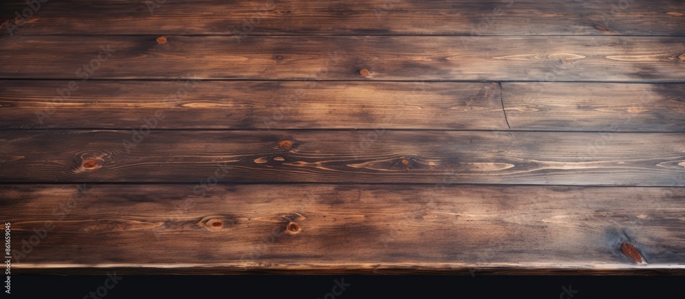 Poster vintage wooden table with an uneven surface providing copy space image.