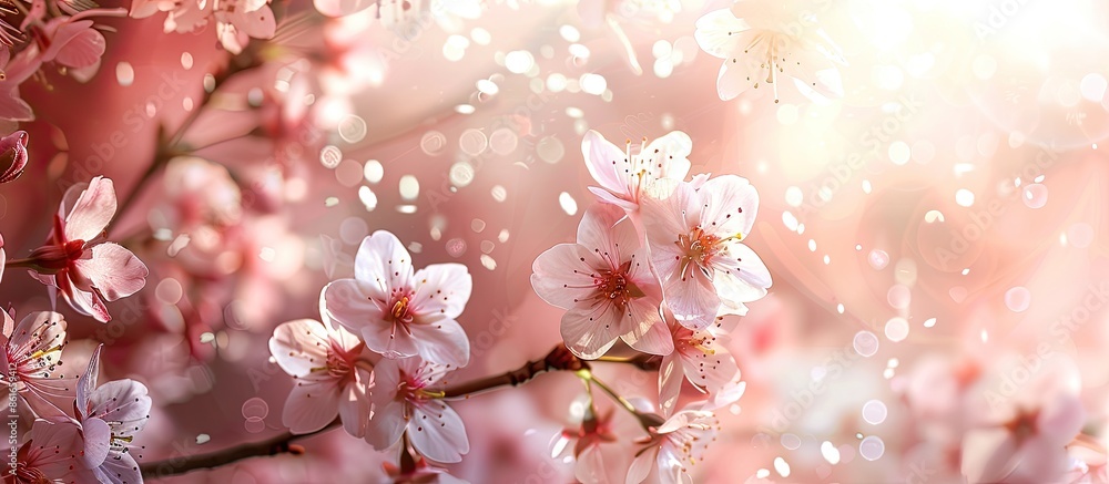 Aufkleber beautiful cherry blossoms in a spring flowers series, with elegant blossoms against a soft backgroun