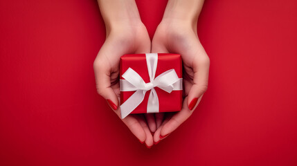 hands gently holding a small neatly wrapped gift