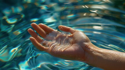 Hand in crystal clear water