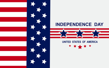 United States Independence Day background with flag. 4th of July banner, greeting card. Vector illustration