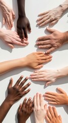 Pastel Harmony A Pattern of Diverse Brown Hands on White Background Representing Unity and Inclusion