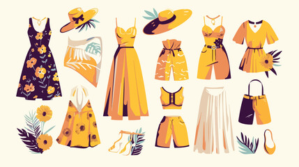 Fashion summer clothes. Clothing clipart flat dress 
