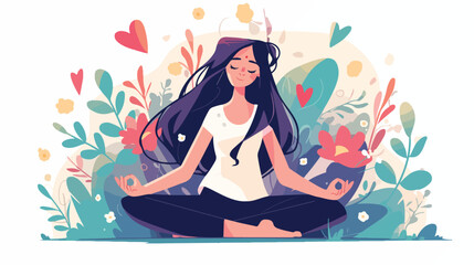 Female meditating. Meditation balance girl meditate 
