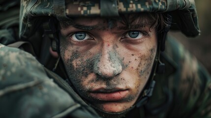 Obraz premium A close-up view of a person wearing a helmet