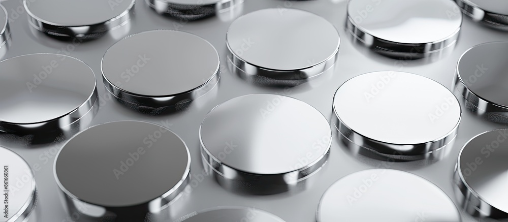 Leinwandbilder background image of grey surface with silver reflective circles. with copy space image. place for ad