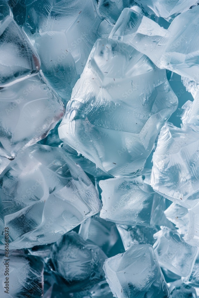 Aufkleber Intricate Geometric Pattern of Blue Ice Shards in Aerial View - Abstract Nature Background