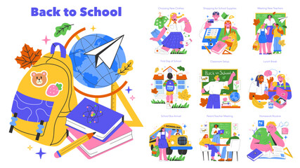 Back To School. Flat Vector Illustration