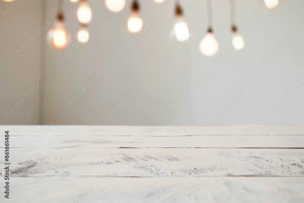 Poster serene gallery background with soft white plaster table for product display, diffused lighting, and 