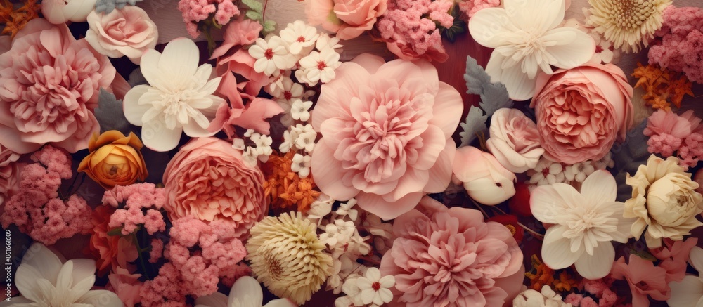 Poster Create a natural backdrop or wallpaper idea using a floral nature image with empty space for text or graphics. with copy space image. Place for adding text or design