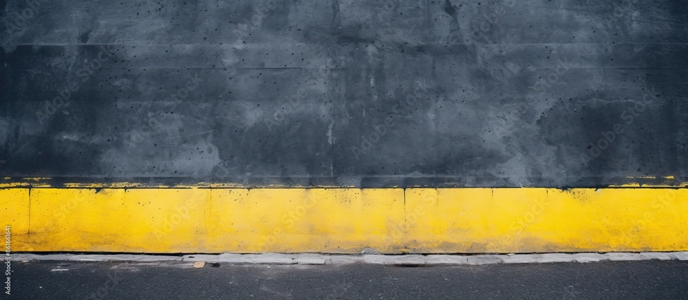 Poster Background of asphalt texture with yellow lines provides copy space image.