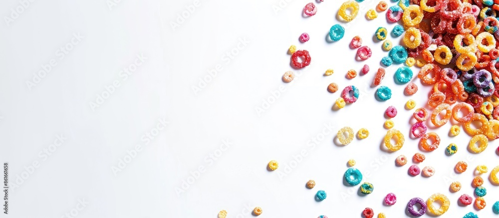 Aufkleber White background with fruit loops with copy space image available.