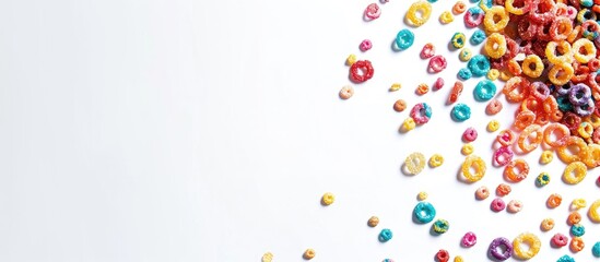 White background with fruit loops with copy space image available.