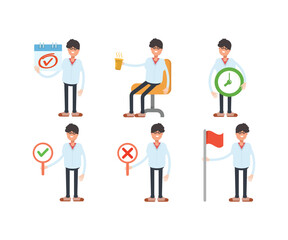 man characters in various poses vector illustration