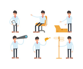 man characters in various poses vector illustration