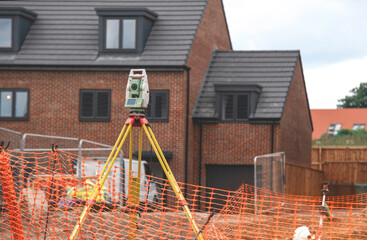 Surveyors Equipment at New Brick Construction Site