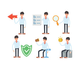 man characters in various poses vector illustration