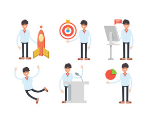 man characters in various poses vector illustration