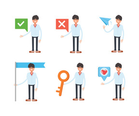 man characters in various poses vector illustration