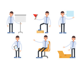 office worker characters in various poses vector illustration
