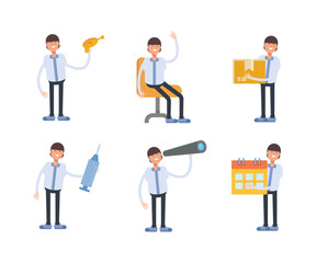 Obraz premium office worker characters in various poses vector illustration