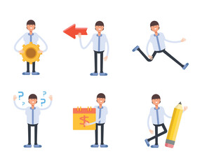 office worker characters in various poses vector illustration