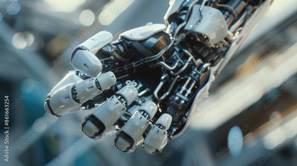 Aufkleber a detailed view of a robotic hand, suitable for use in technology and innovation contexts