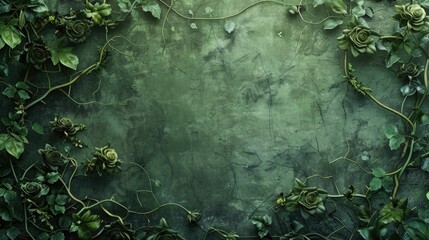 A close-up of a green wall covered in vines and leaves, great for nature or architecture scenes