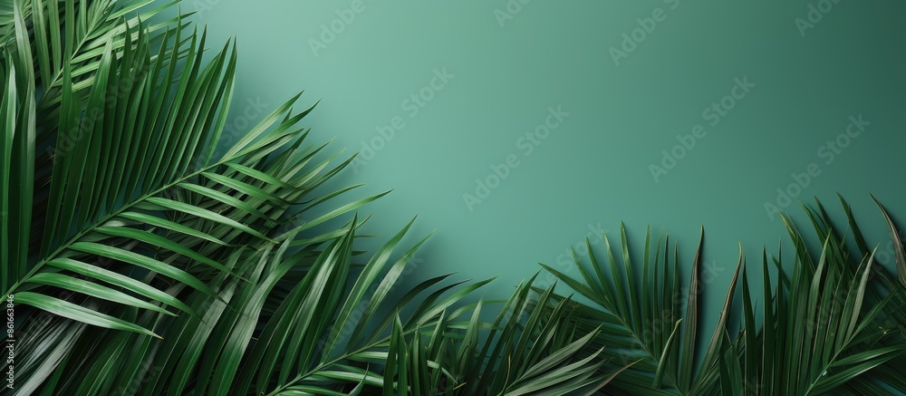 Poster background featuring palm leaves with copy space image.