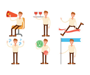 male characters in various poses vector illustration