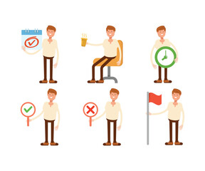 male characters in various poses vector illustration