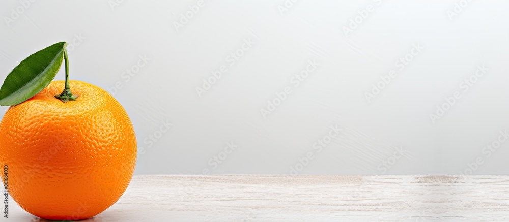 Poster copy space image featuring an orange against a plain white backdrop.