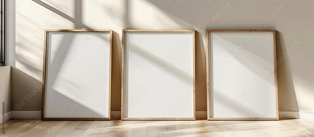 Fototapete three poster mockup. copy space image. place for adding text or design