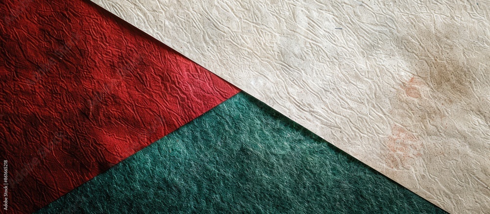 Poster vintage wine abstract cardboard texture in white, red, and dark green, with a geometric shape and gr