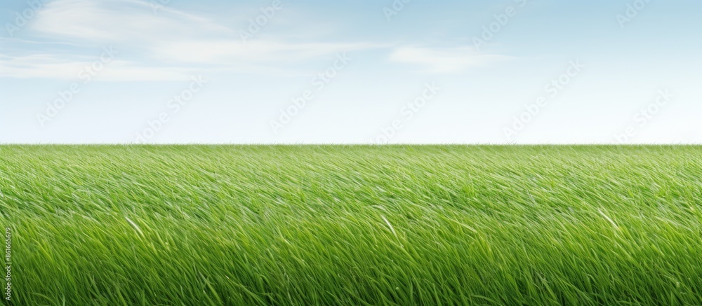 Poster a white line marks the edge of a lush green lawn with a clear copy space image.